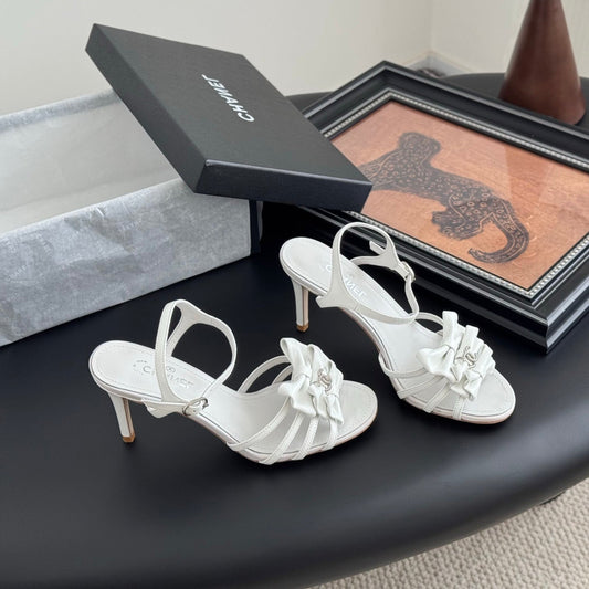 HIGH HEELS SANDALS IN WHITE SHEEPSKIN - 35