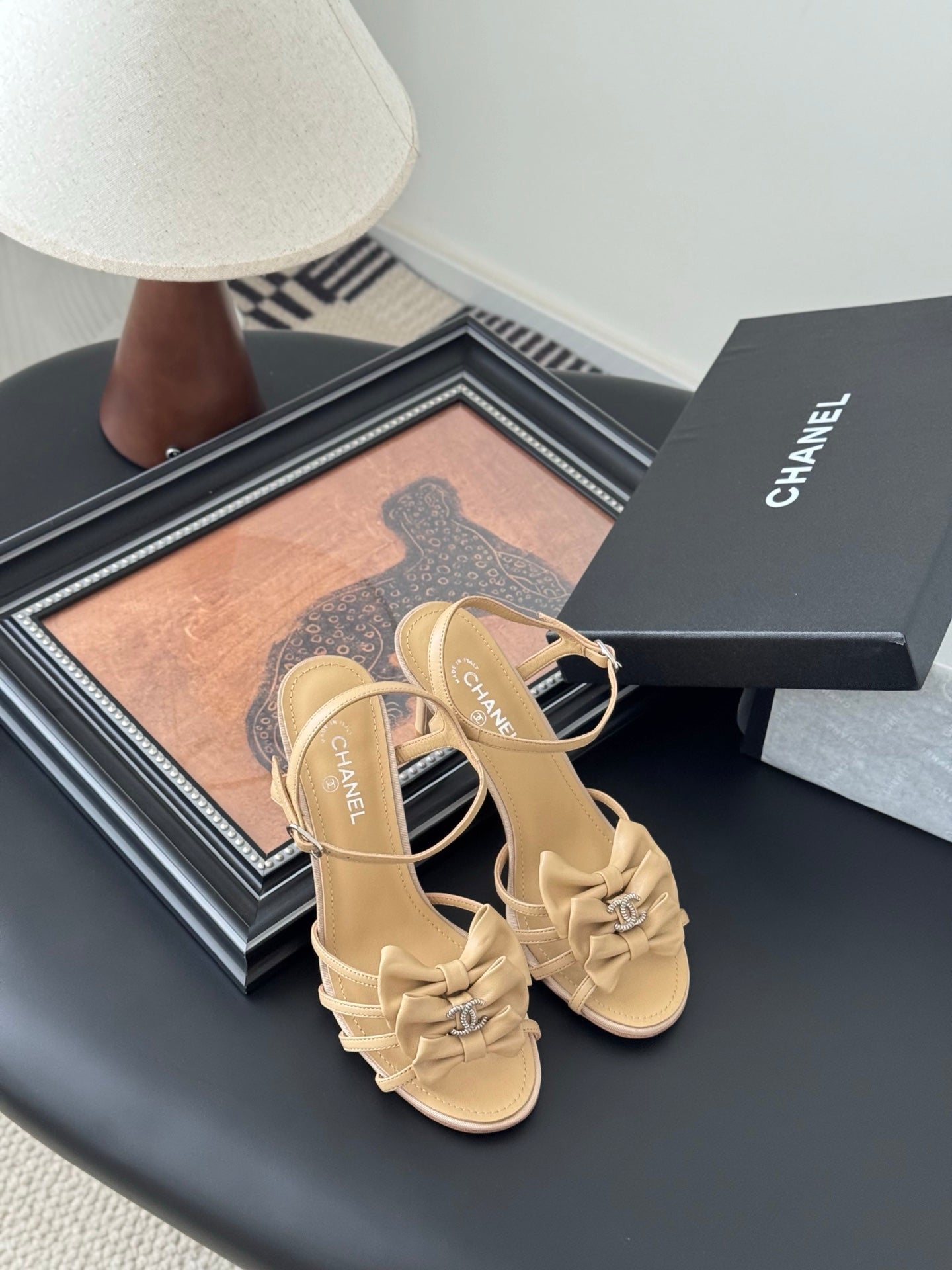 HIGH HEELS SANDALS IN TAN BEIGE SHEEPSKIN - 35