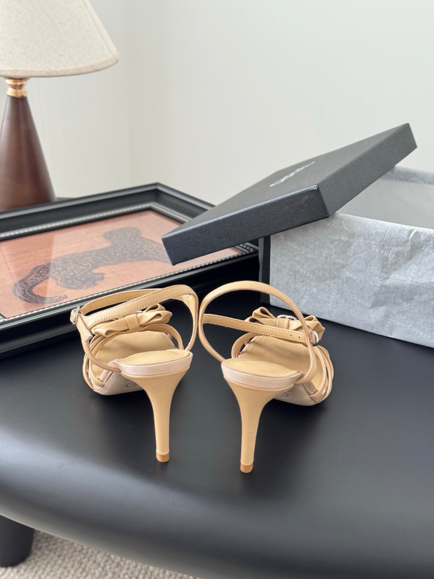 HIGH HEELS SANDALS IN TAN BEIGE SHEEPSKIN - 35