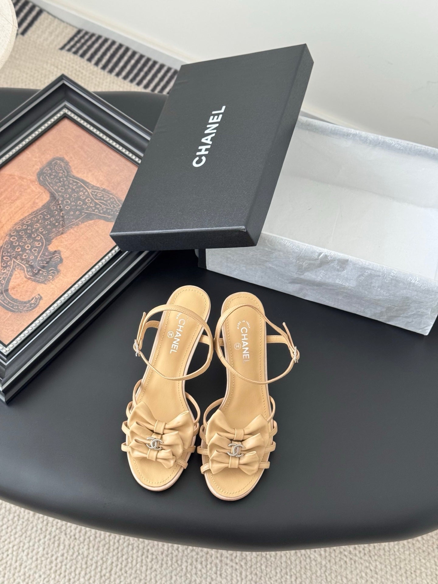 HIGH HEELS SANDALS IN TAN BEIGE SHEEPSKIN - 35