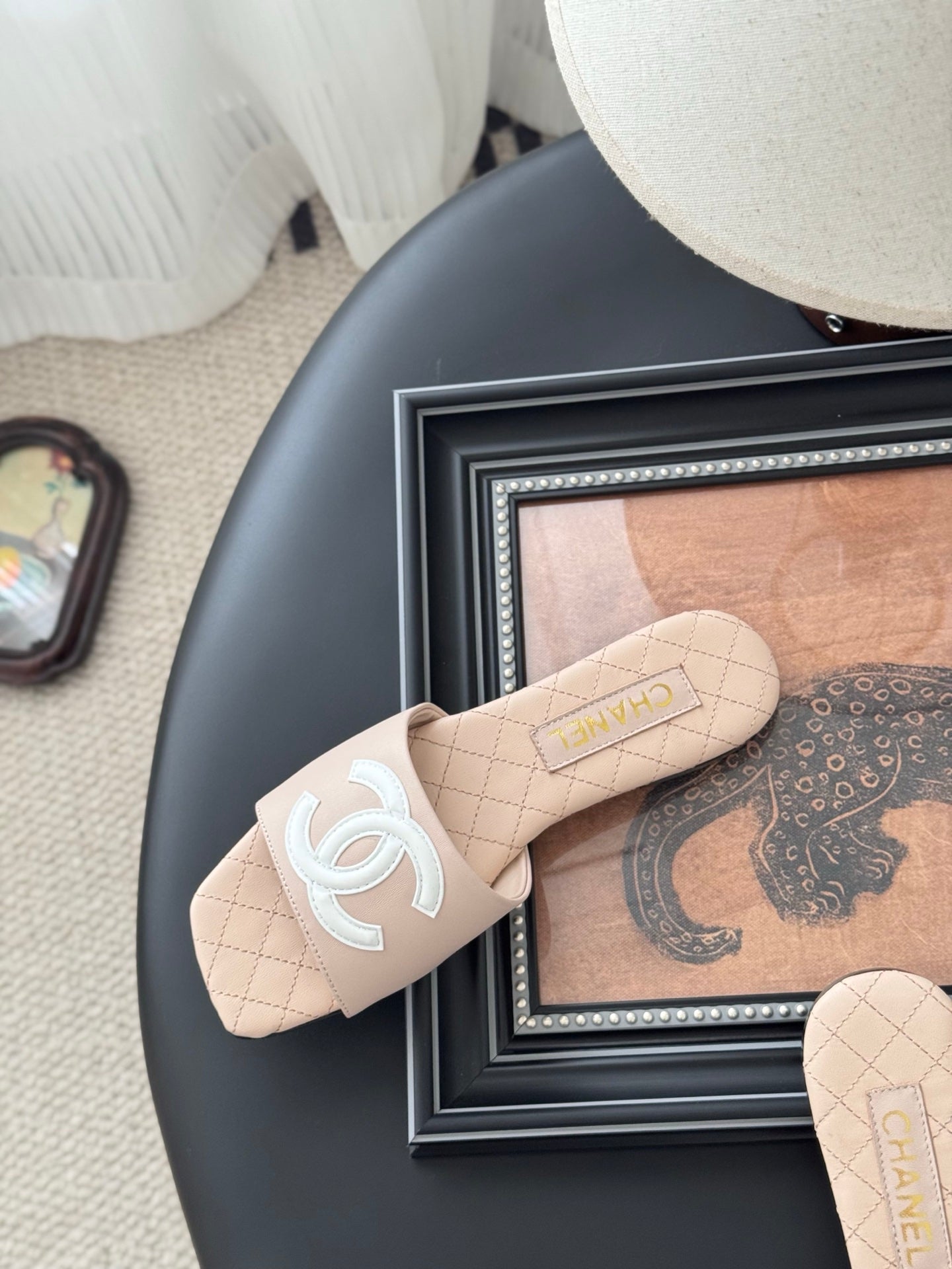SLIPPER IN PEACH PINK CALFSKIN - 35