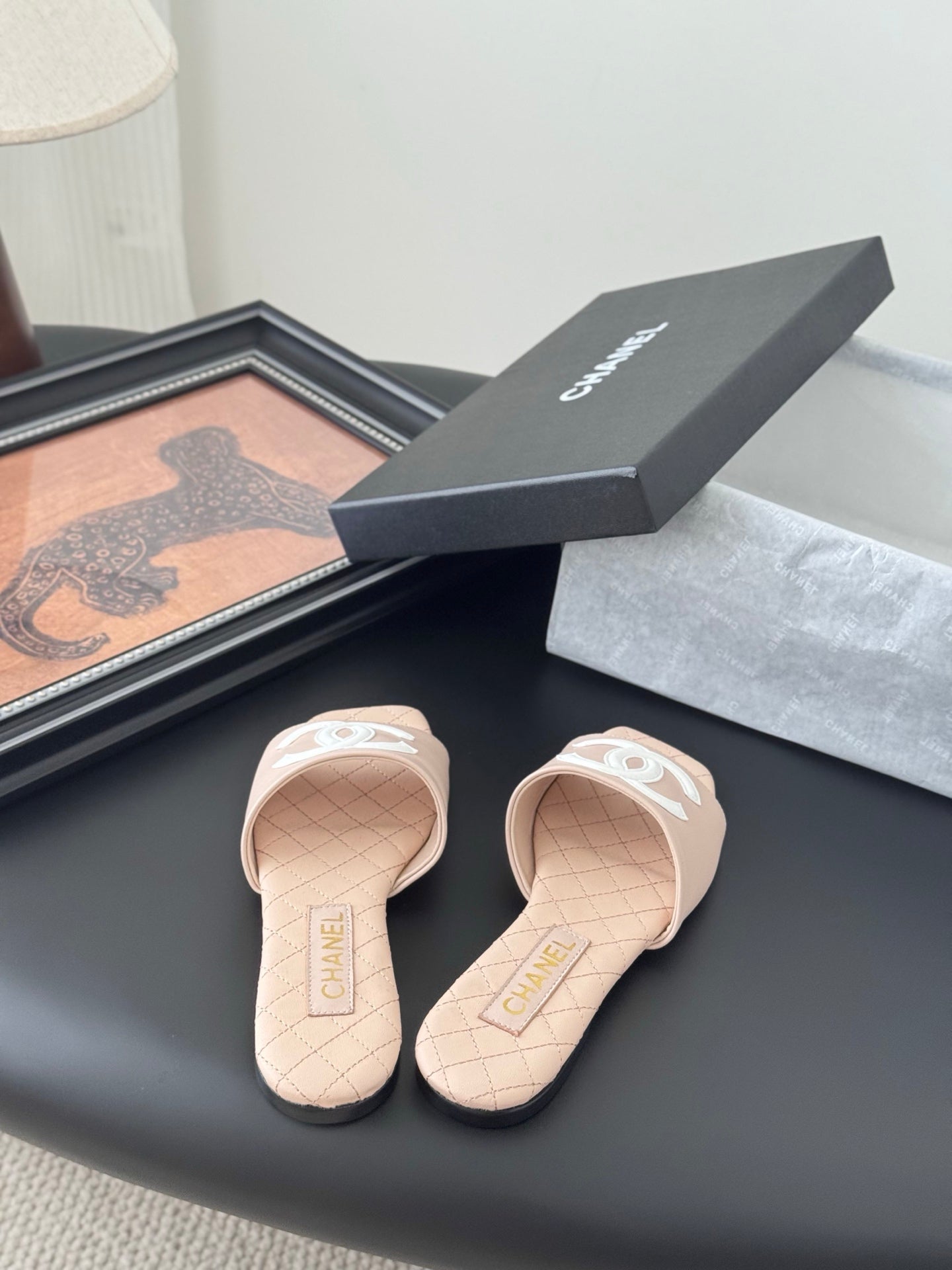 SLIPPER IN PEACH PINK CALFSKIN - 35