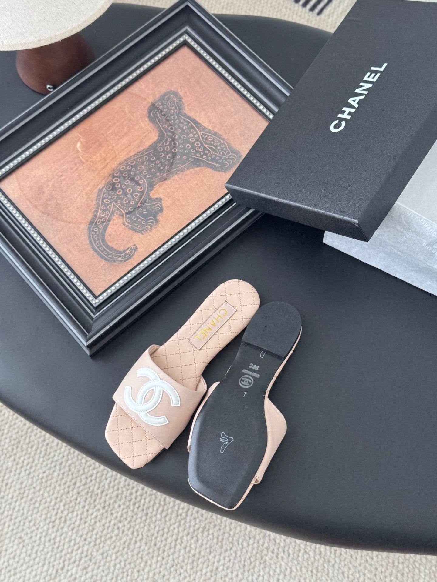 SLIPPER IN PEACH PINK CALFSKIN - 35