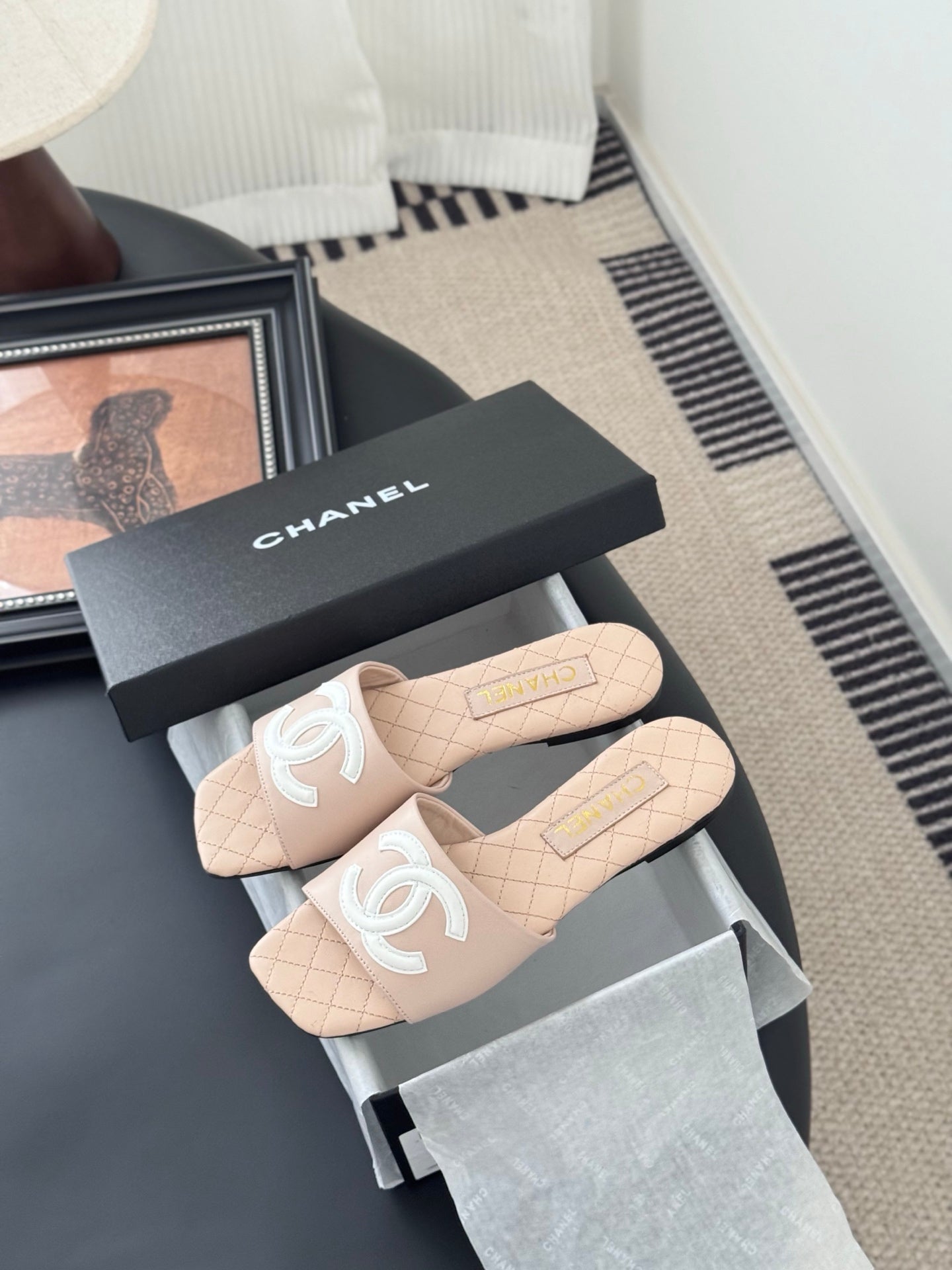 SLIPPER IN PEACH PINK CALFSKIN - 35