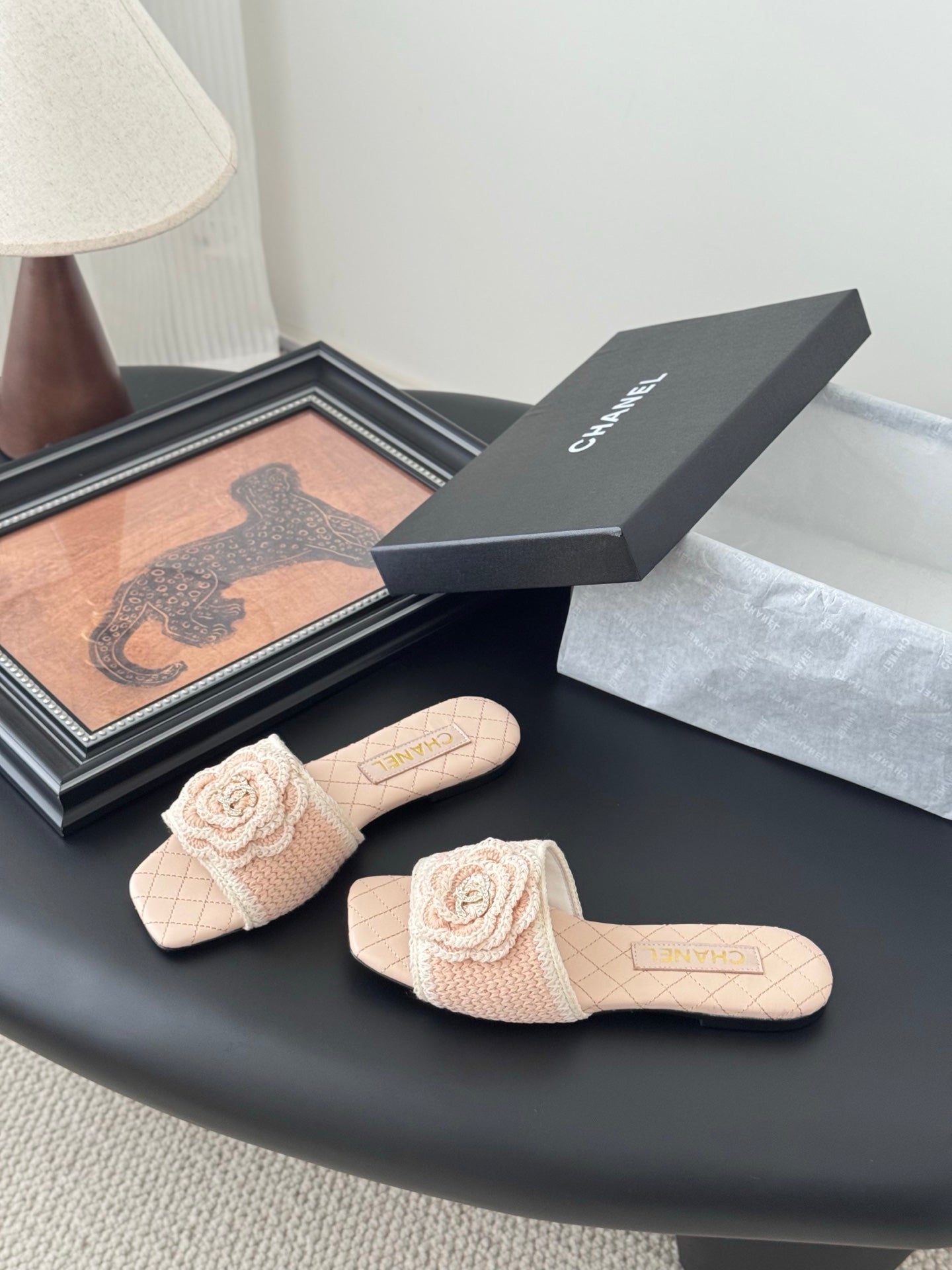 SLIPPER IN PEACH PINK CALFSKIN MIX WOOL - 35