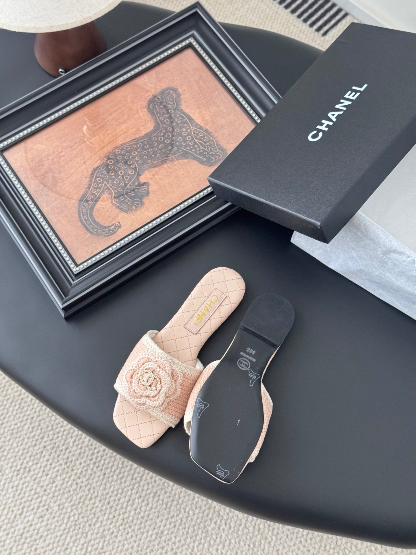 SLIPPER IN PEACH PINK CALFSKIN MIX WOOL - 35
