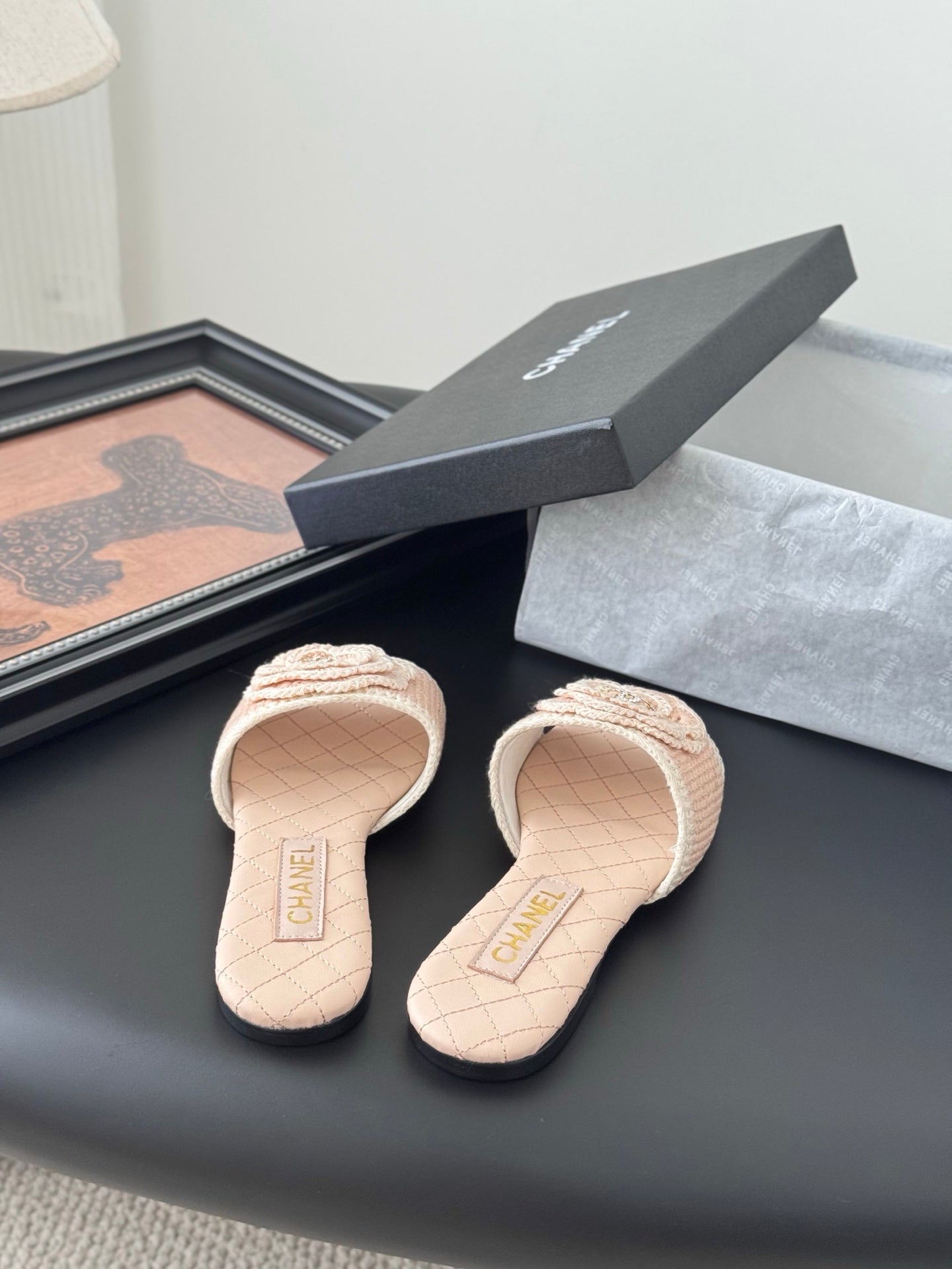 SLIPPER IN PEACH PINK CALFSKIN MIX WOOL - 35