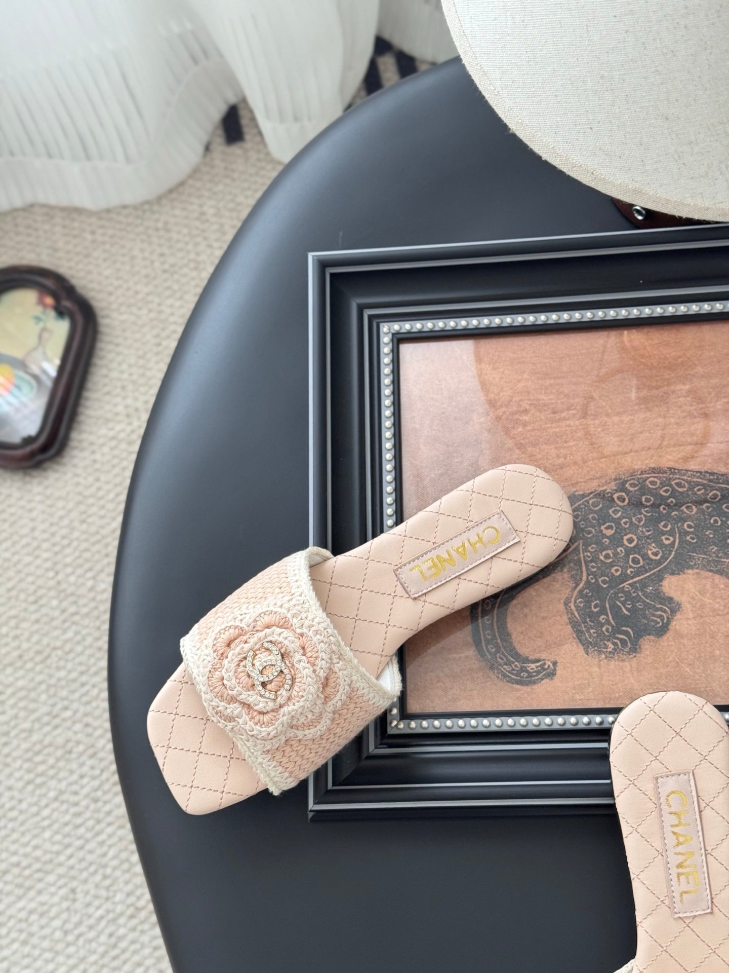 SLIPPER IN PEACH PINK CALFSKIN MIX WOOL - 35
