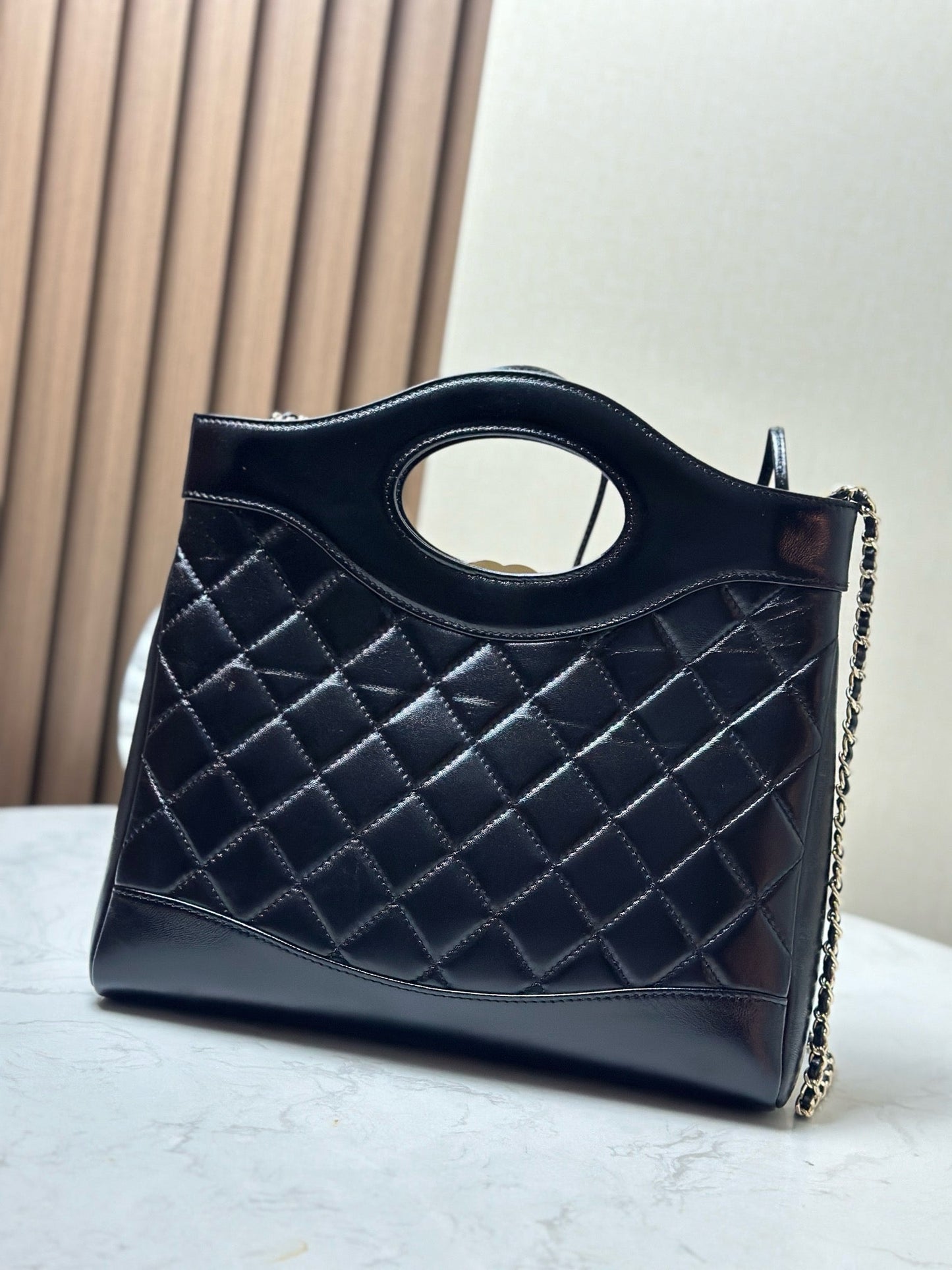 CHANEL 26S MINI SHOPPING BAG 32 IN BLACK LAMBSKIN