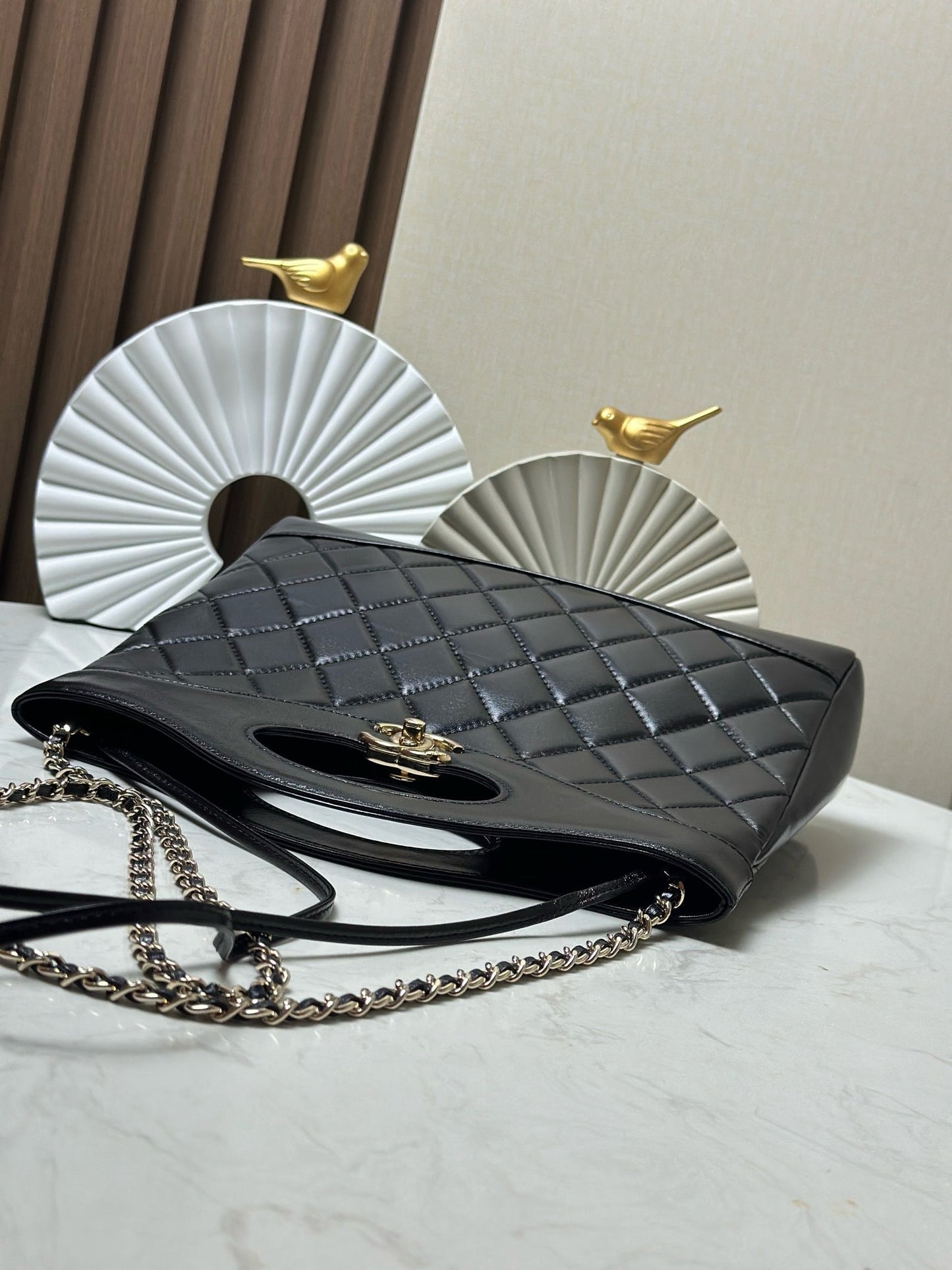 CHANEL 26S MINI SHOPPING BAG 32 IN BLACK LAMBSKIN