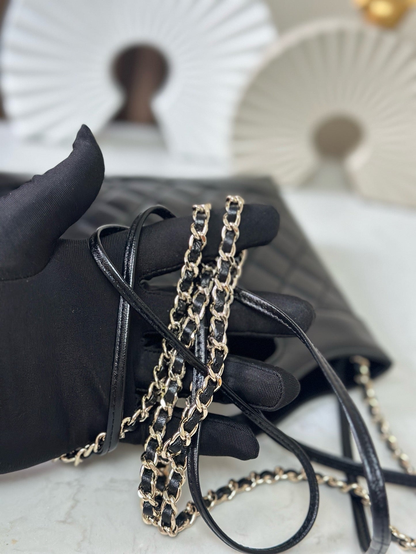 CHANEL 26S MINI SHOPPING BAG 24 IN BLACK LAMBSKIN