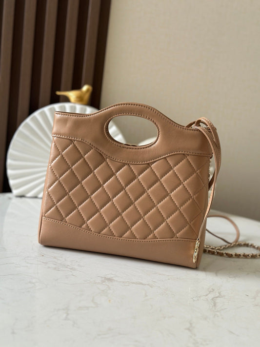 CHANEL 26S MINI SHOPPING BAG 24 IN TAUPE BROWN LAMBSKIN