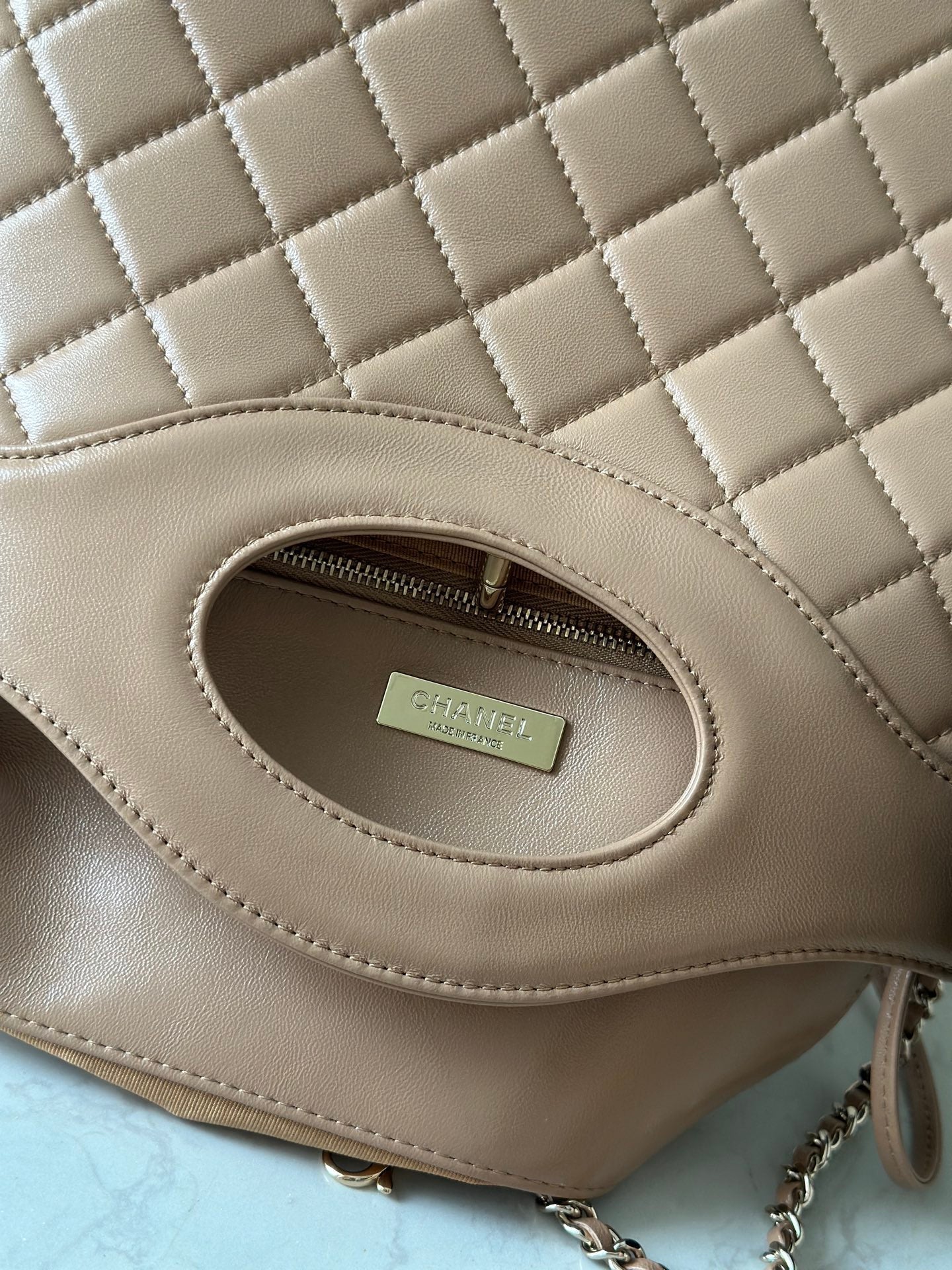 CHANEL 26S MINI SHOPPING BAG 32 IN TAUPE BROWN LAMBSKIN