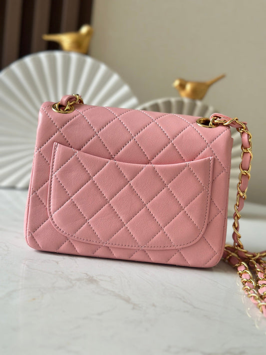 CHANEL 25S MINI FLAP BAG 18 РОЖЕВА ШКІРА ЯГНЯТИ З ФУРНІТУРОЮ ЗІ ЗОЛОТА