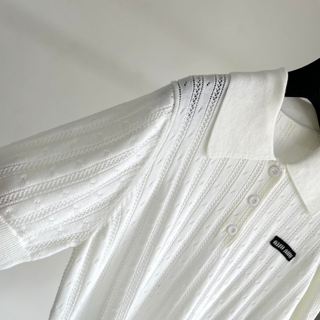 Miu 25 Polo T- Shirt White Wool 232683
