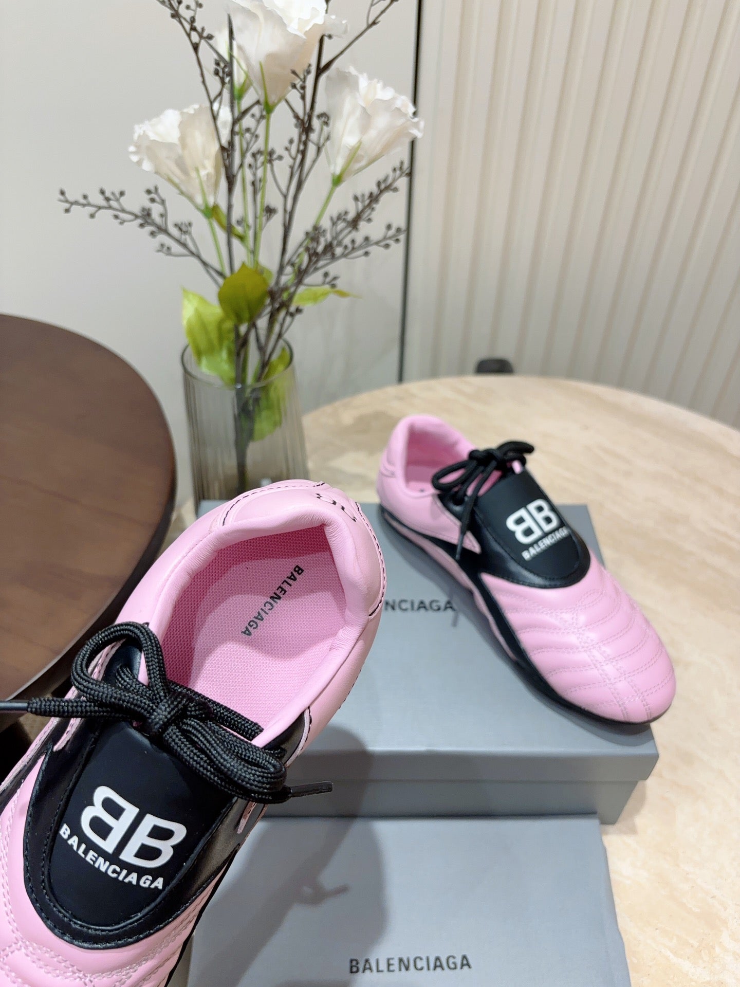 SOCCER SNEAKER IN PINK MIX BLACK QUILTED LAMBSKIN - 35