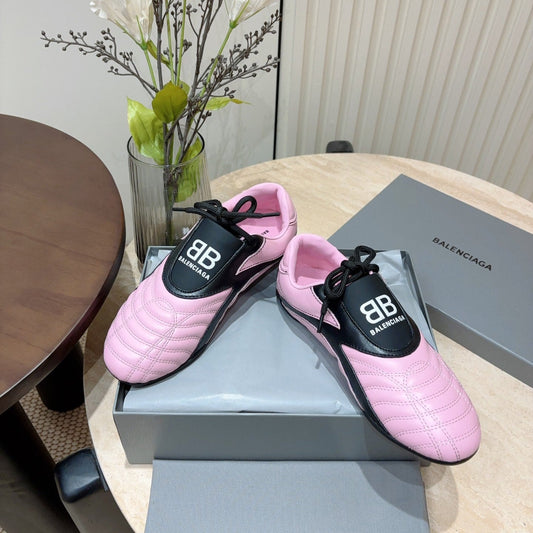 SOCCER SNEAKER IN PINK MIX BLACK QUILTED LAMBSKIN - 35