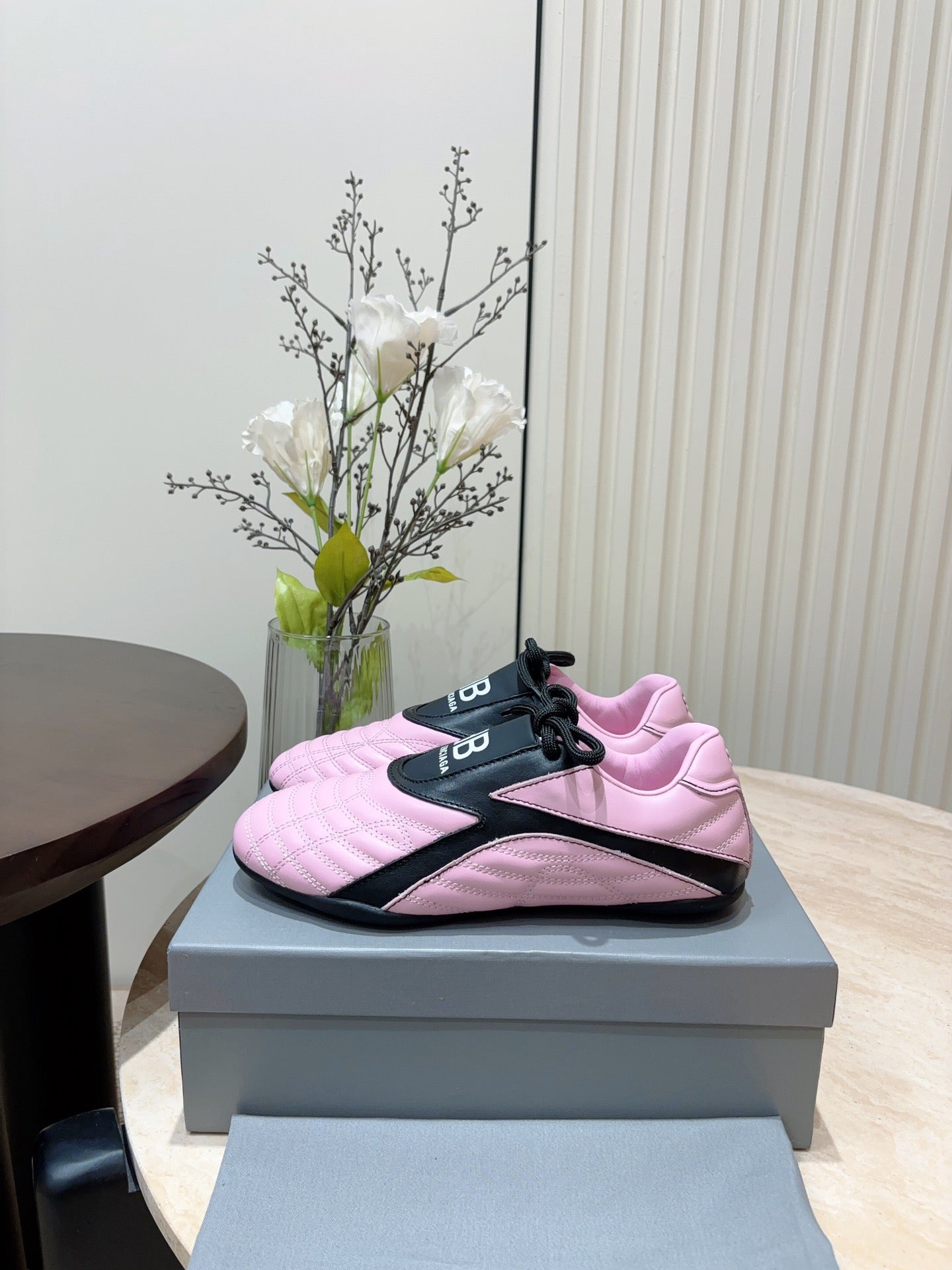 SOCCER SNEAKER IN PINK MIX BLACK QUILTED LAMBSKIN - 35