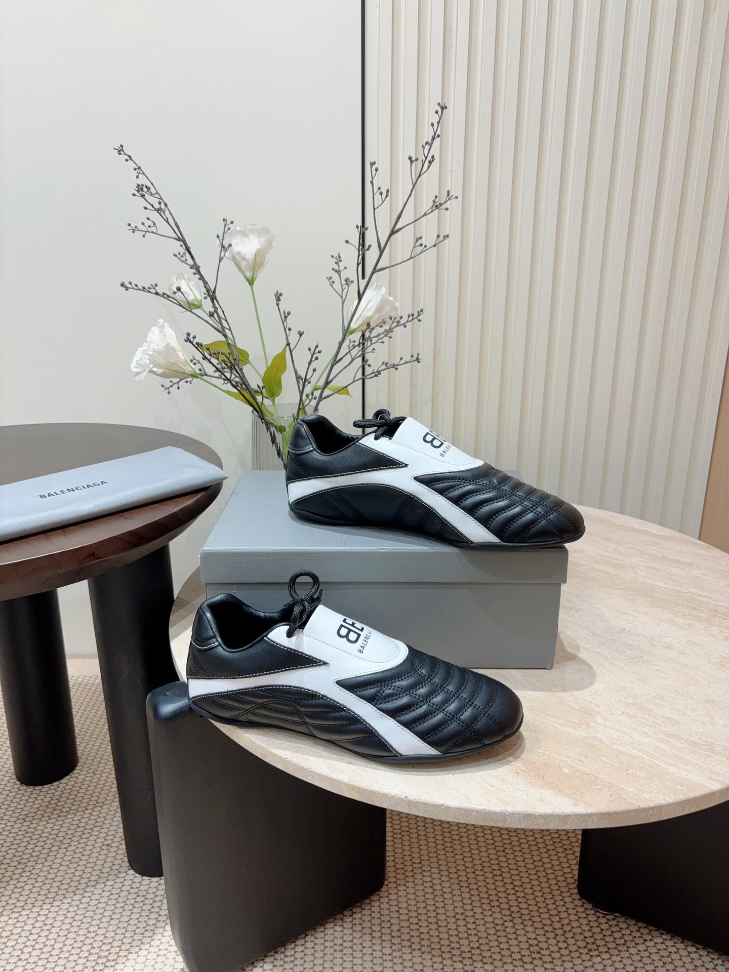 SOCCER SNEAKER IN BLACK MIX WHITE QUILTED LAMBSKIN - 35