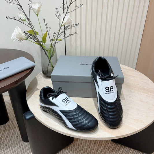 SOCCER SNEAKER IN BLACK MIX WHITE QUILTED LAMBSKIN - 35