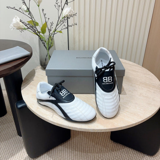 SOCCER SNEAKER IN WHITE MIX BLACK QUILTED LAMBSKIN - 35