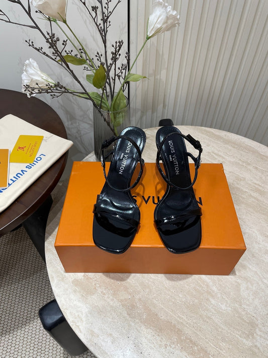 6AM HIGH SANDAL 95 MM IN BLACK PATENT LAMBSKIN - 35