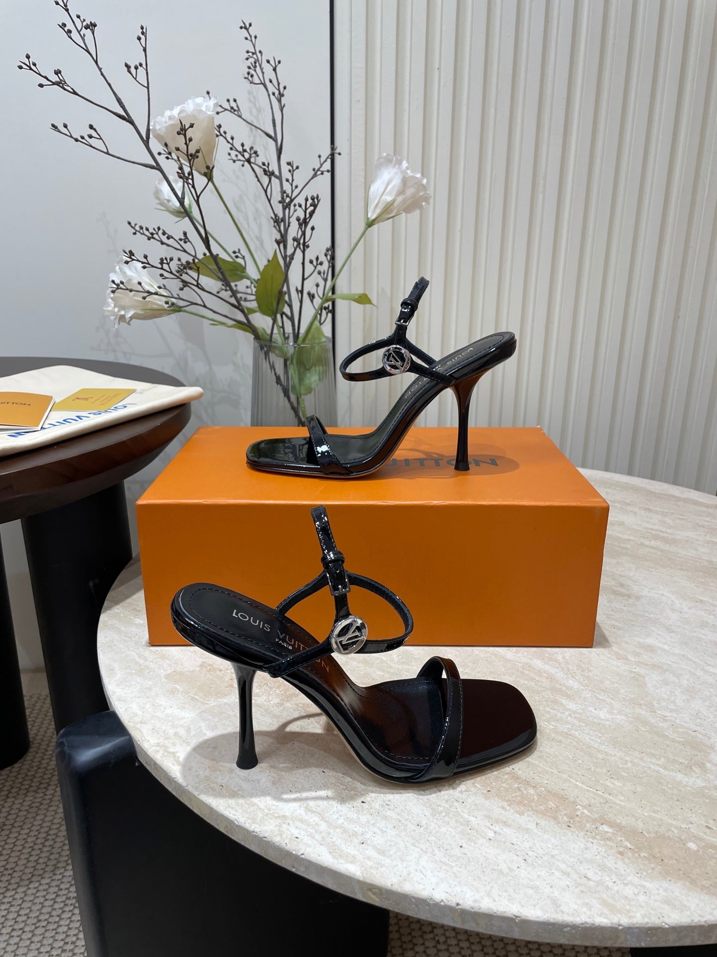 6AM HIGH SANDAL 95 MM IN BLACK PATENT LAMBSKIN - 35
