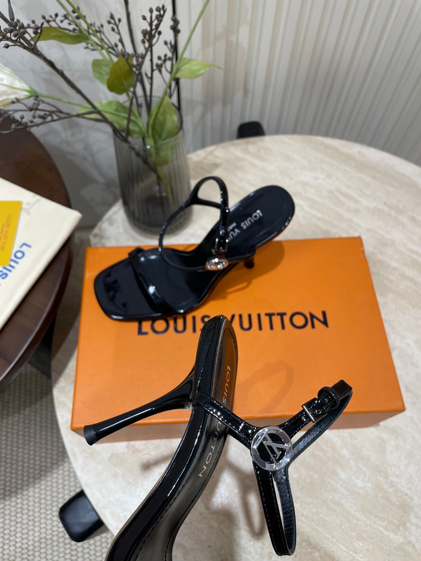 6AM HIGH SANDAL 95 MM IN BLACK PATENT LAMBSKIN - 35