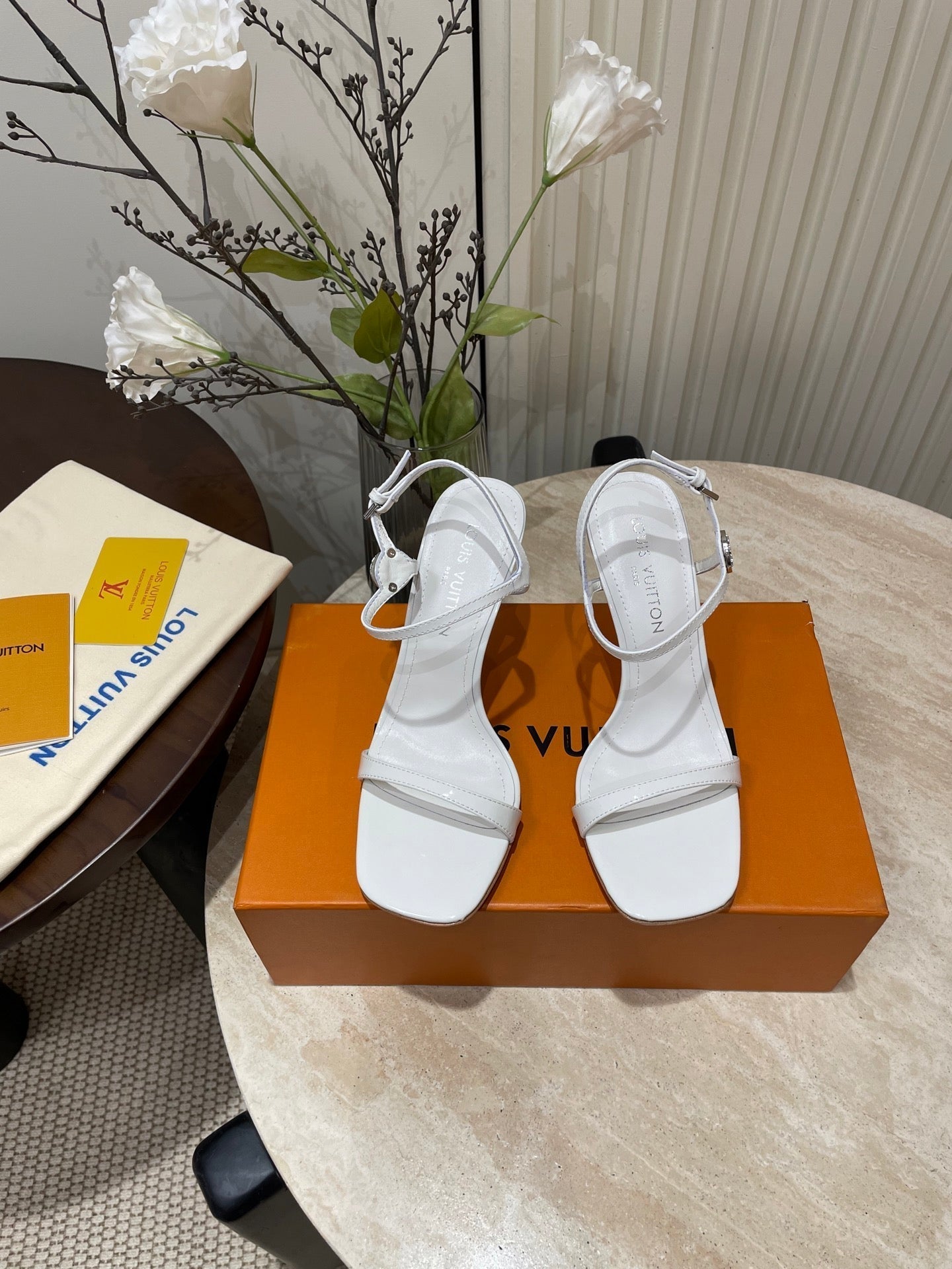6AM HIGH SANDAL 95 MM IN WHITE PATENT LAMBSKIN - 35