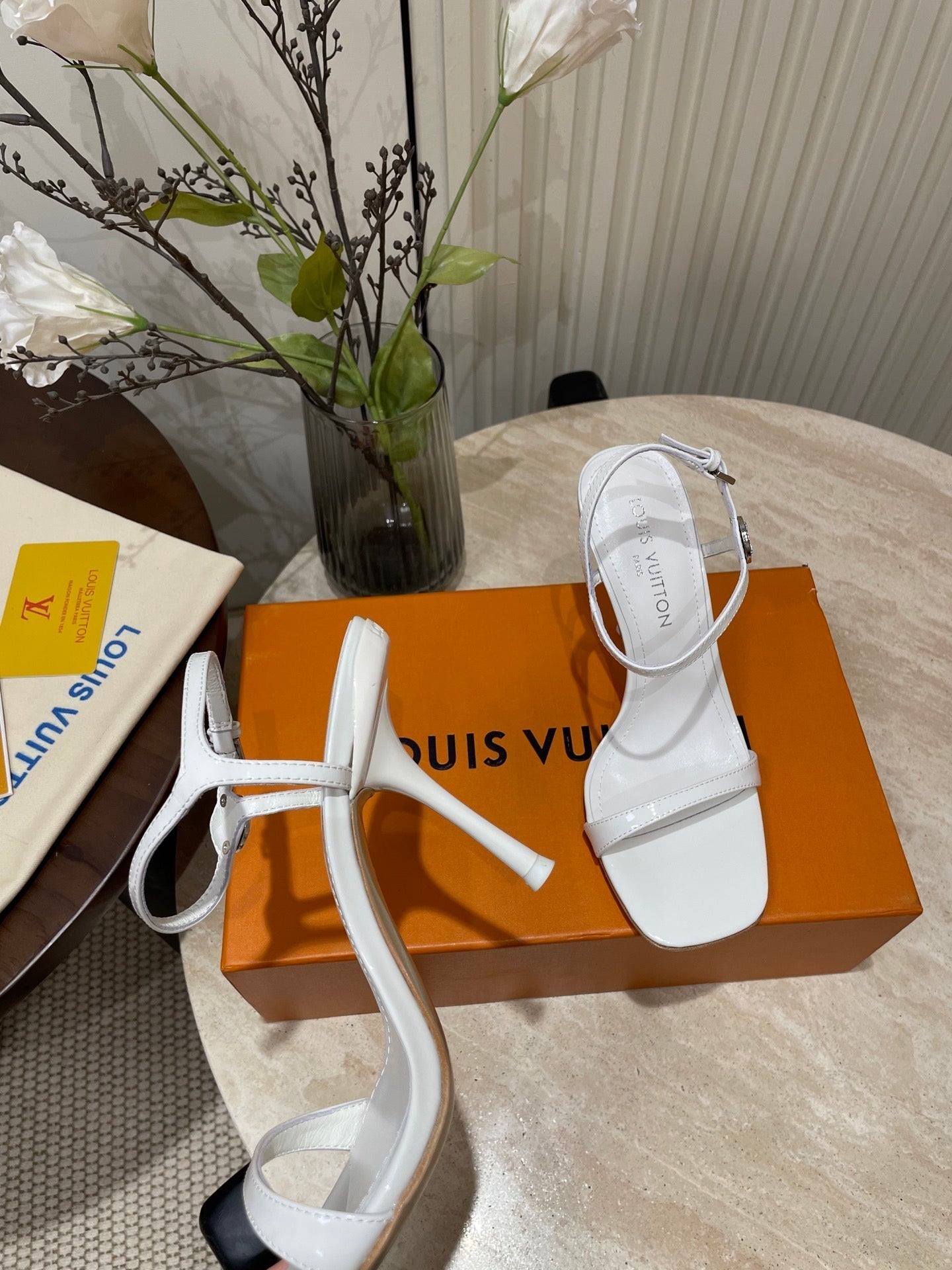 6AM HIGH SANDAL 95 MM IN WHITE PATENT LAMBSKIN - 35