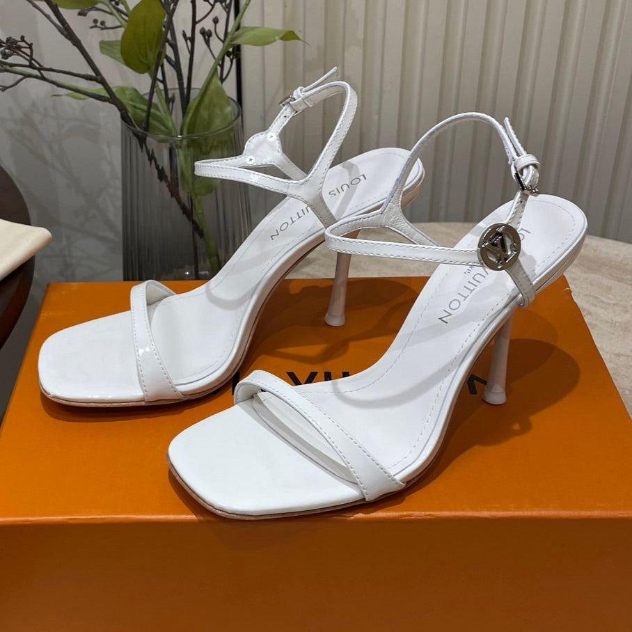 6AM HIGH SANDAL 95 MM IN WHITE PATENT LAMBSKIN - 35