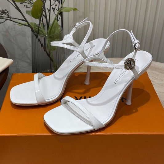 6AM HIGH SANDAL 95 MM IN WHITE PATENT LAMBSKIN - 35
