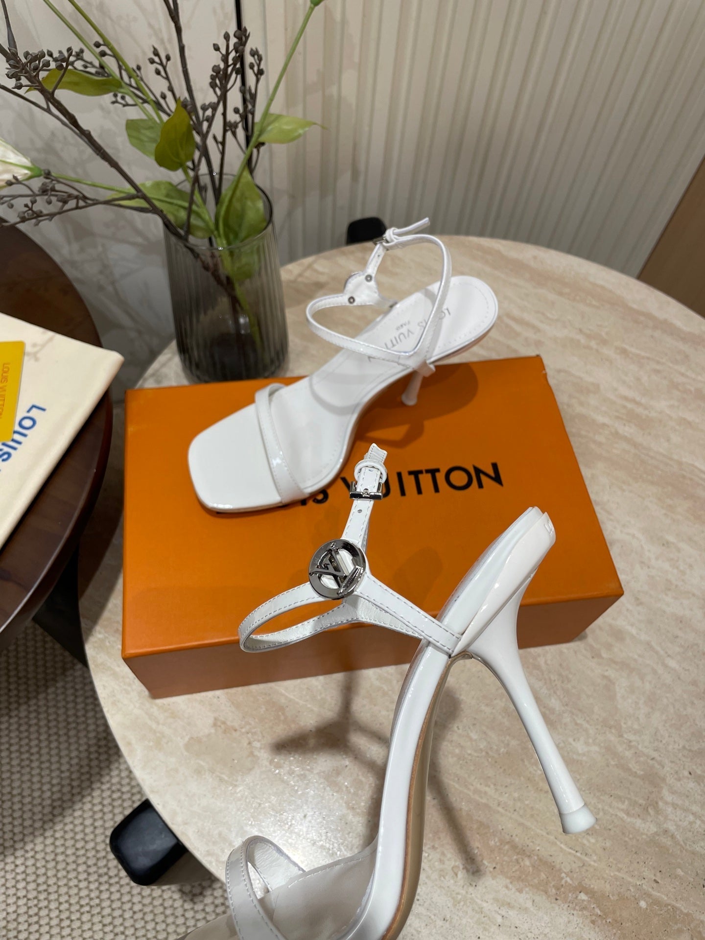 6AM HIGH SANDAL 95 MM IN WHITE PATENT LAMBSKIN - 35