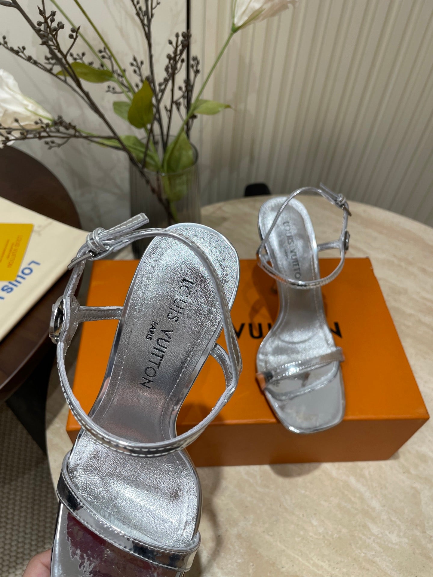 6AM HIGH SANDAL 95 MM IN SILVER LAMBSKIN - 35