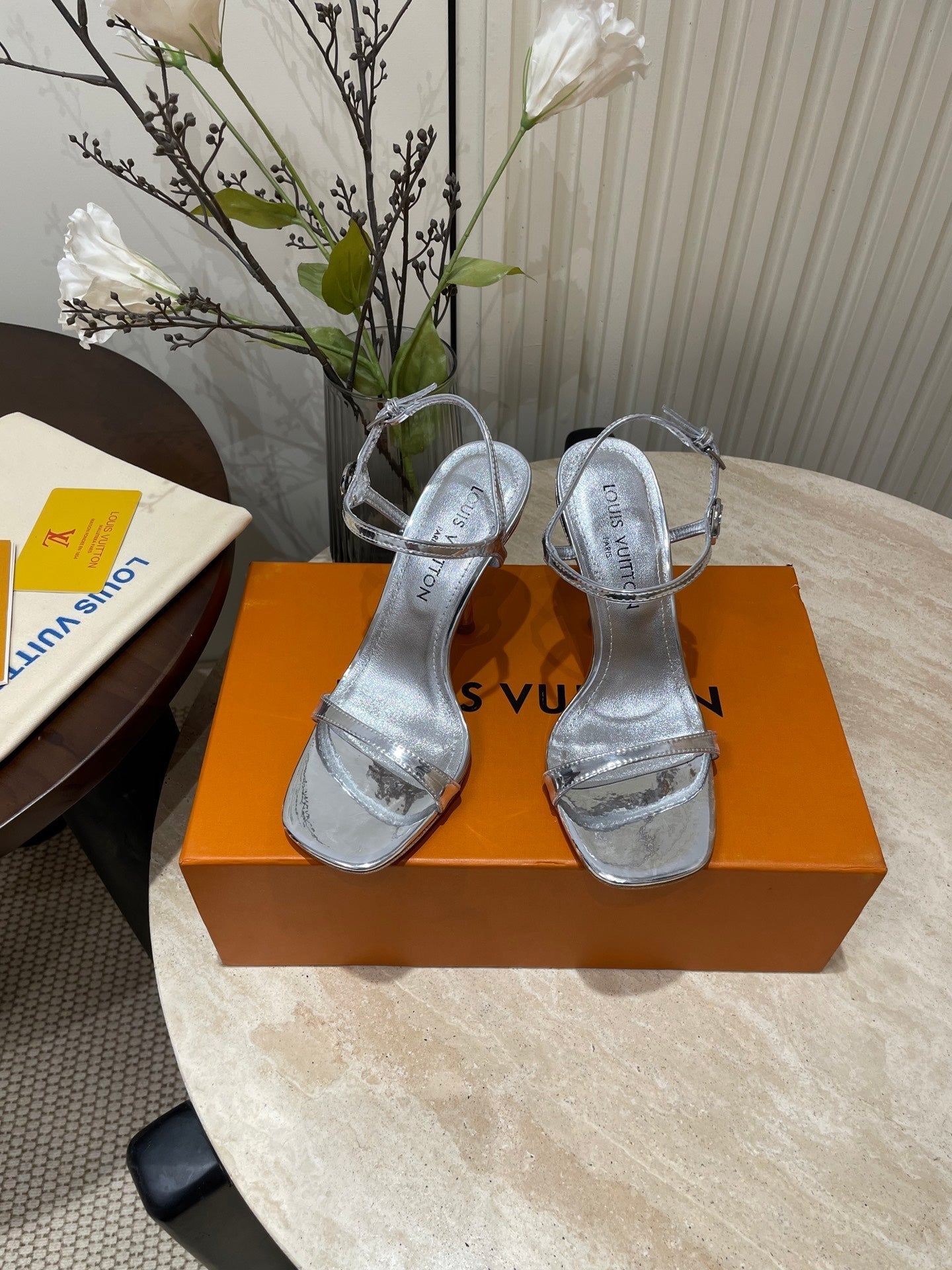 6AM HIGH SANDAL 95 MM IN SILVER LAMBSKIN - 35