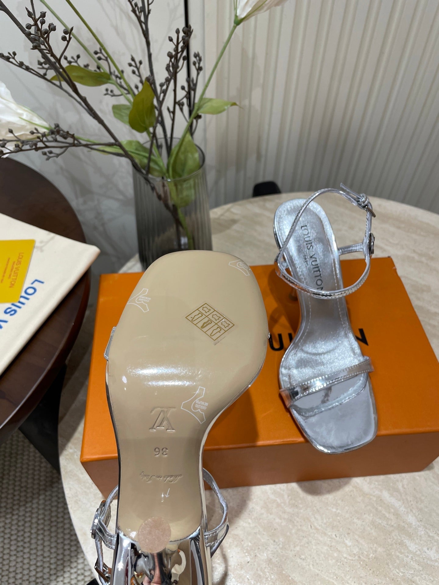 6AM HIGH SANDAL 95 MM IN SILVER LAMBSKIN - 35