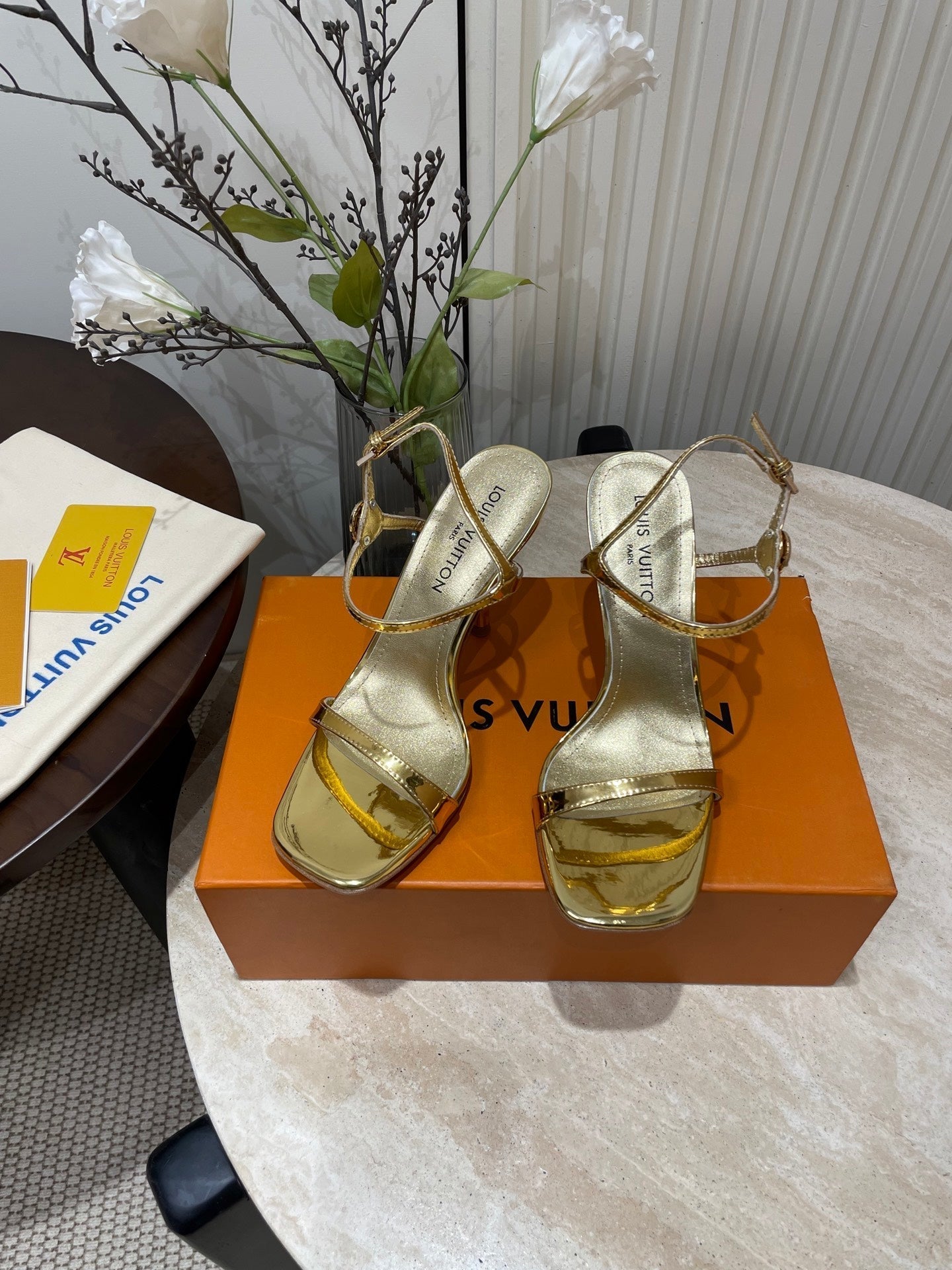 6AM HIGH SANDAL 95 MM IN GOLD LAMBSKIN - 35