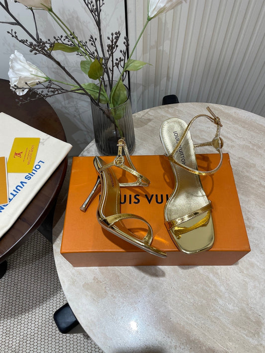 6AM HIGH SANDAL 95 MM IN GOLD LAMBSKIN - 35