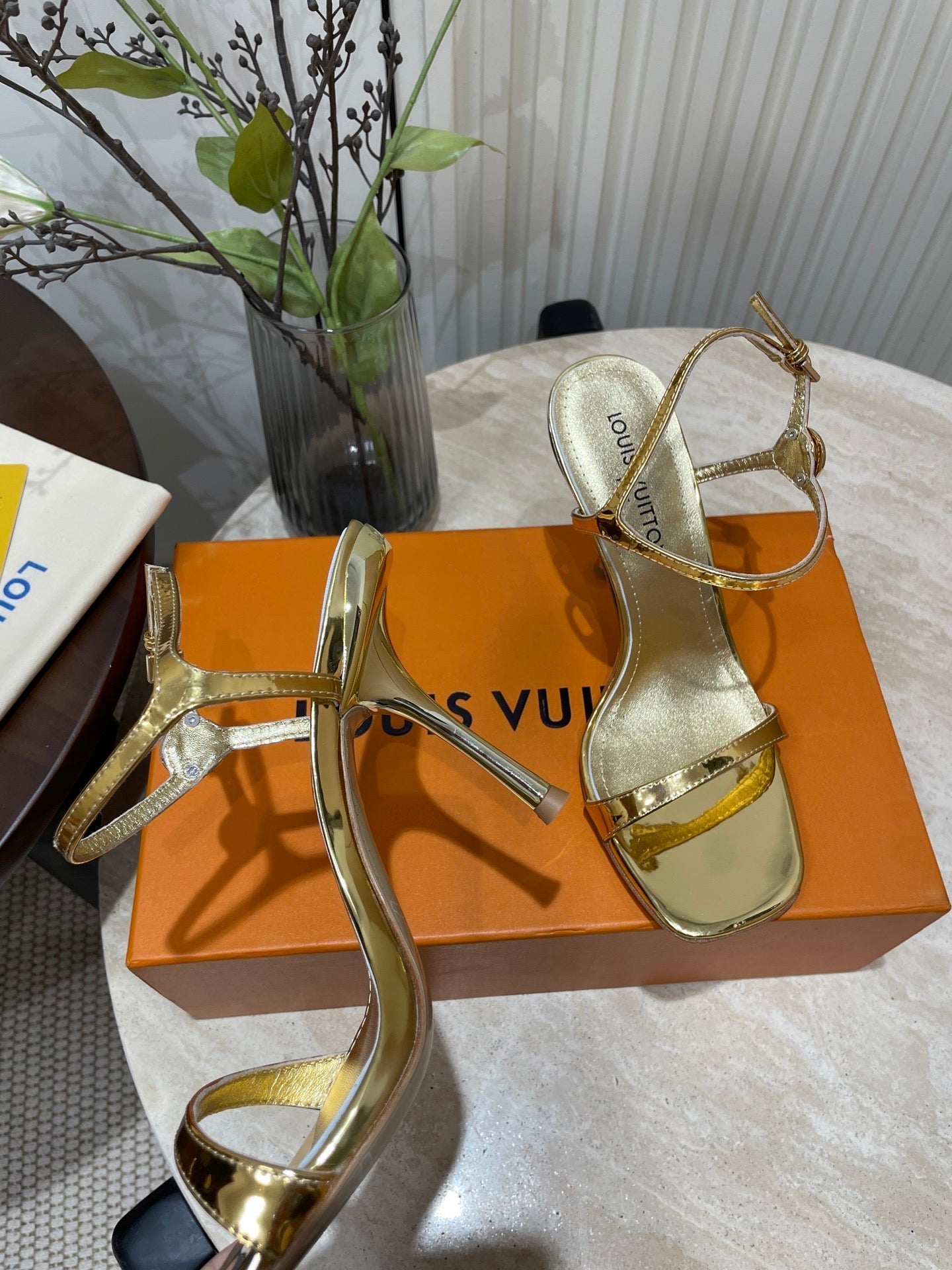 6AM HIGH SANDAL 95 MM IN GOLD LAMBSKIN - 35