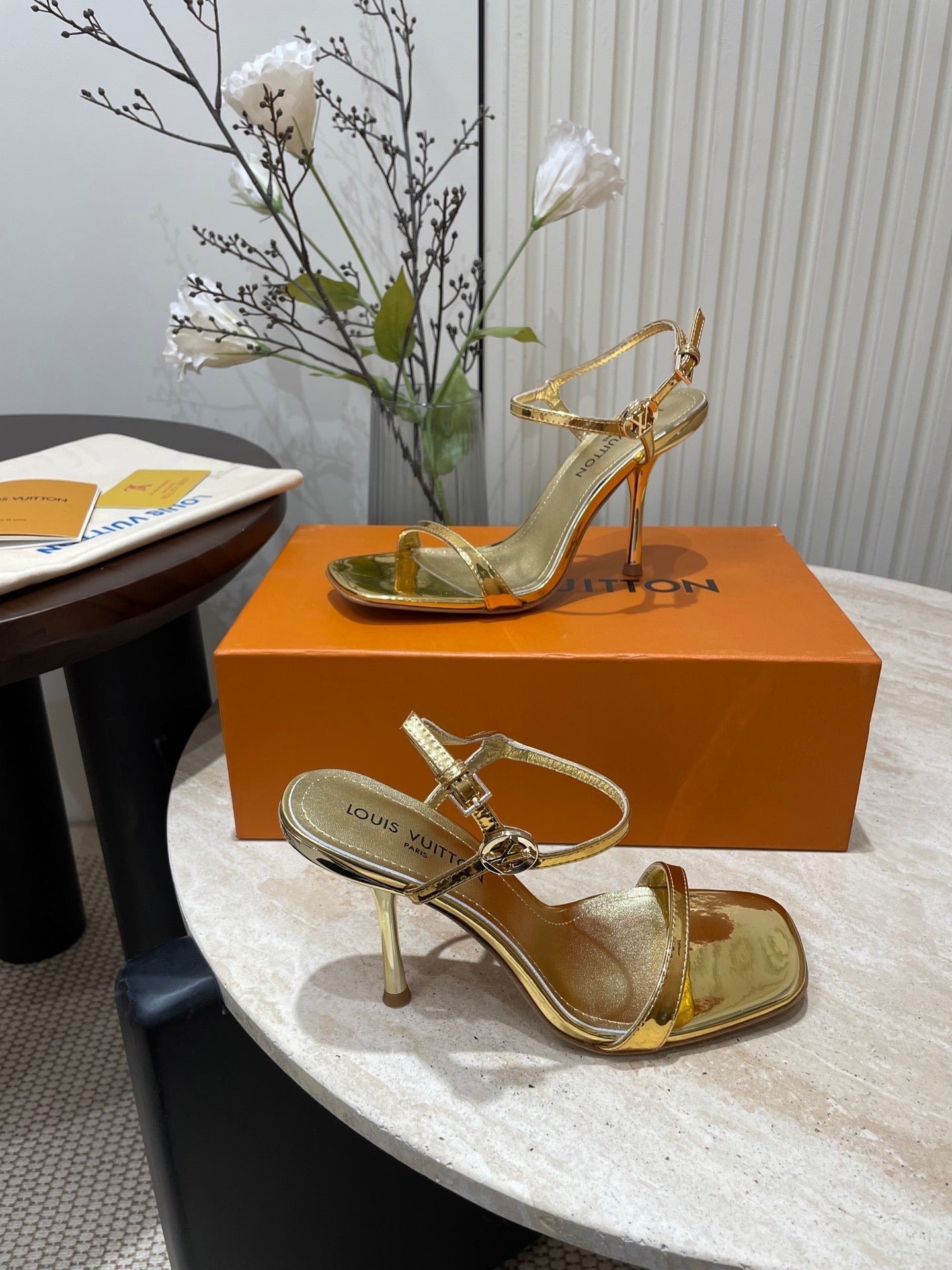 6AM HIGH SANDAL 95 MM IN GOLD LAMBSKIN - 35