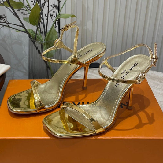 6AM HIGH SANDAL 95 MM IN GOLD LAMBSKIN - 35