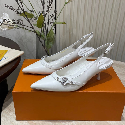 HIGH SLINGBACKS 5 CM IN WHITE CALFSKIN - 35