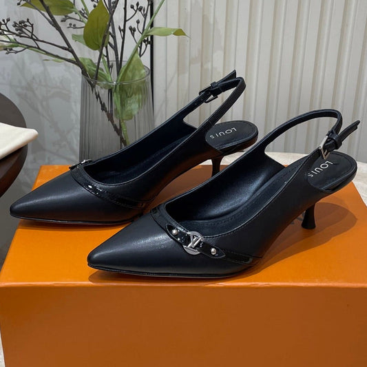 HIGH SLINGBACKS 5 CM IN BLACK CALFSKIN - 35