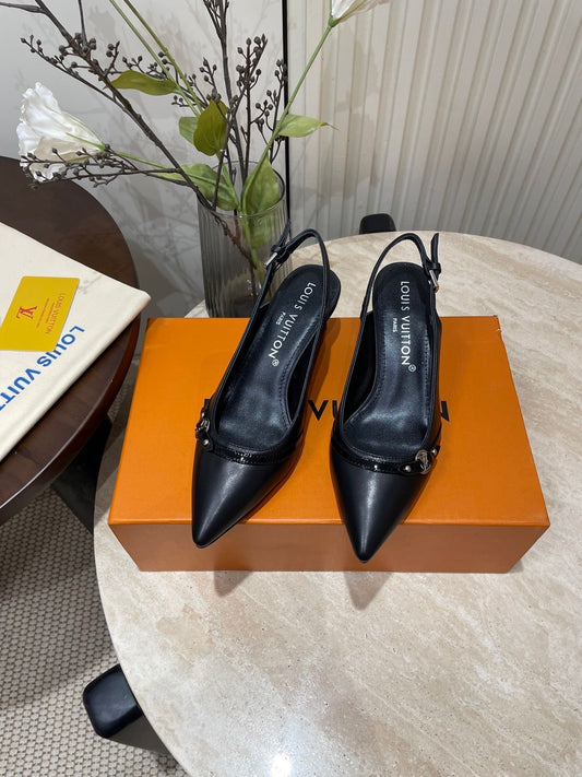 HIGH SLINGBACKS 5 CM IN BLACK CALFSKIN - 35