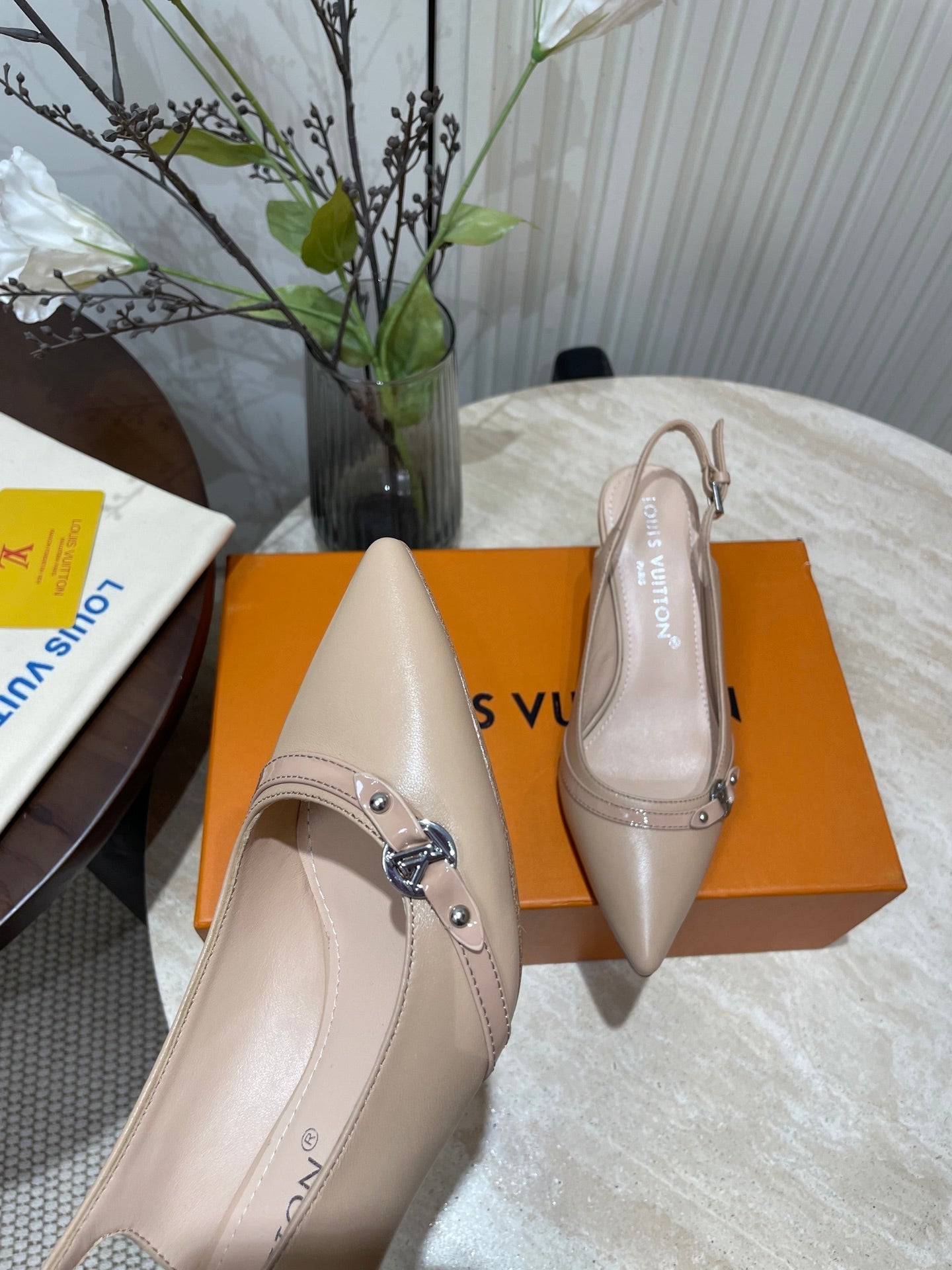 HIGH SLINGBACKS 5 CM IN BEIGE CREAM CALFSKIN - 35