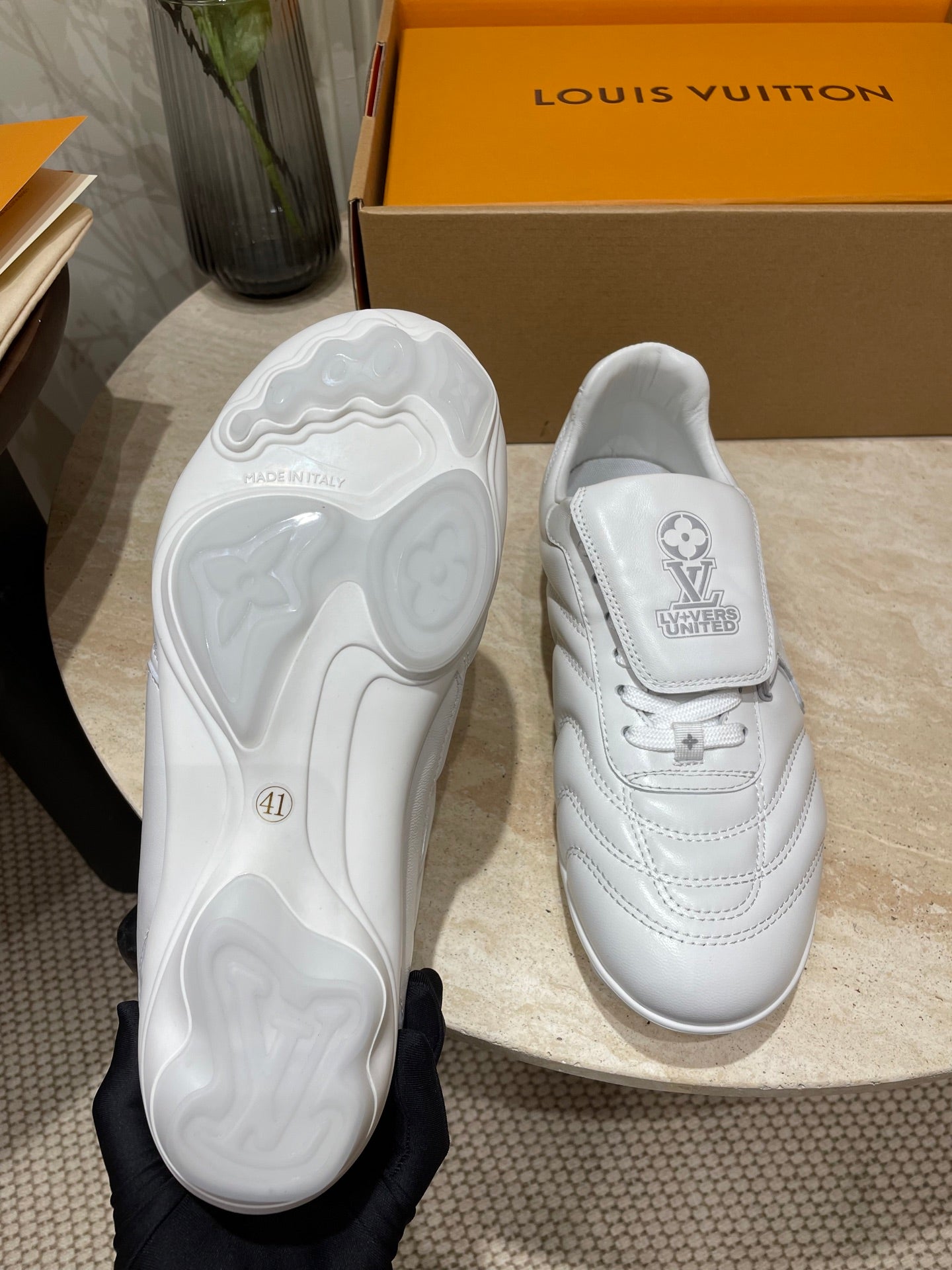 FOOTPRINT SOCCER SNEAKER IN WHITE CALFSKIN - 35