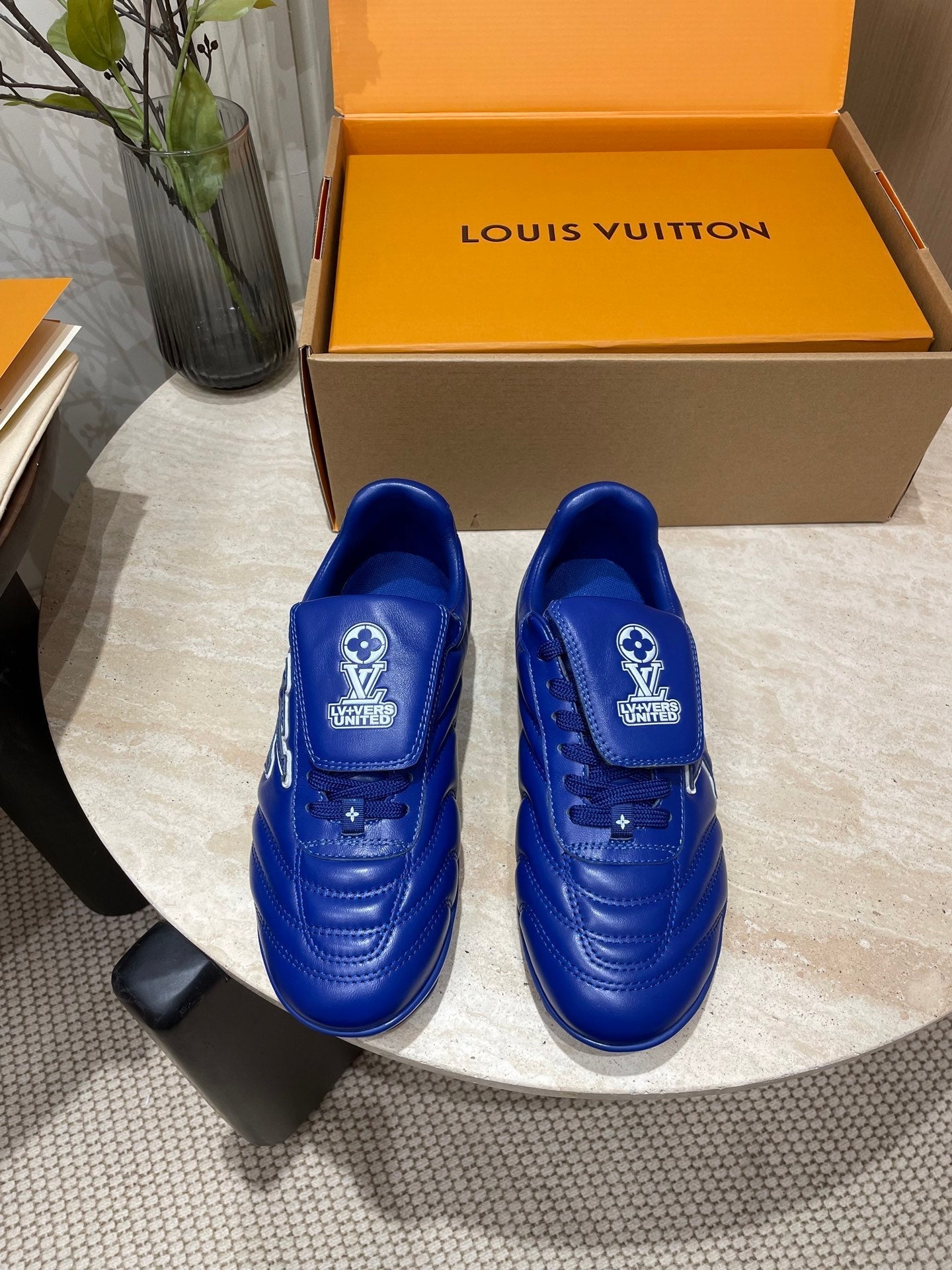 FOOTPRINT SOCCER SNEAKER IN COBALT BLUE CALFSKIN - 35