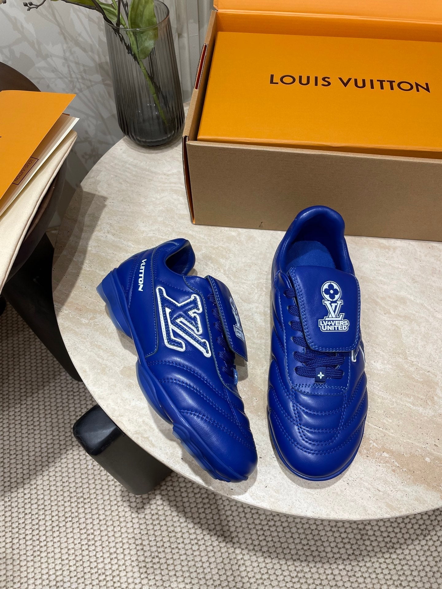 FOOTPRINT SOCCER SNEAKER IN COBALT BLUE CALFSKIN - 35