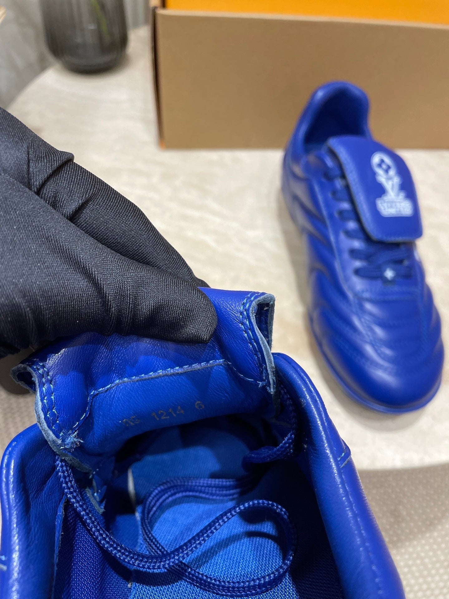 FOOTPRINT SOCCER SNEAKER IN COBALT BLUE CALFSKIN - 35