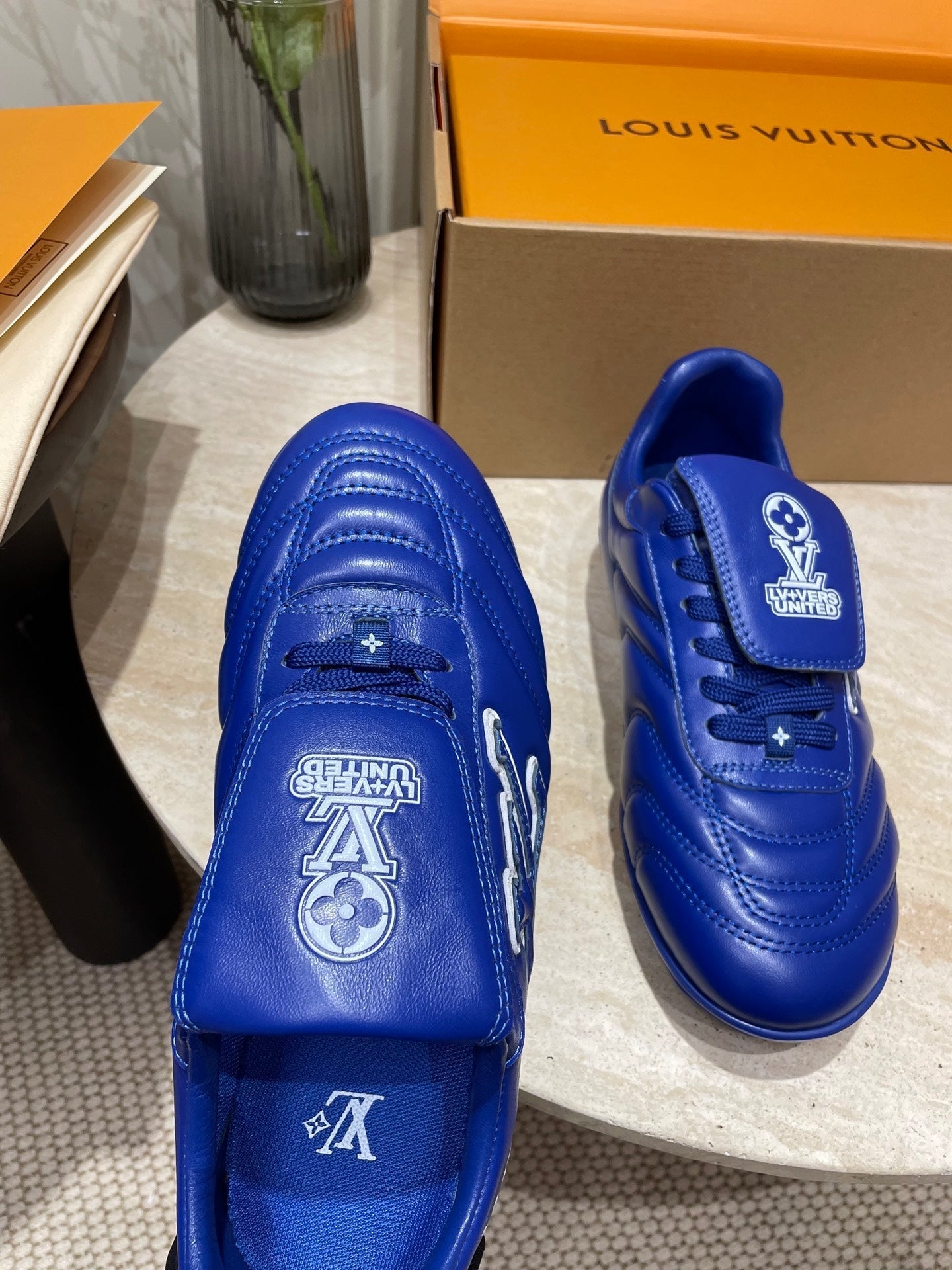FOOTPRINT SOCCER SNEAKER IN COBALT BLUE CALFSKIN - 35